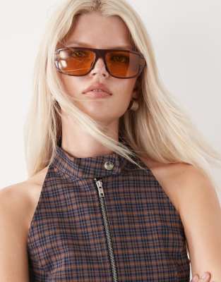 Collusion Tailored Mock Neck Top In Blue