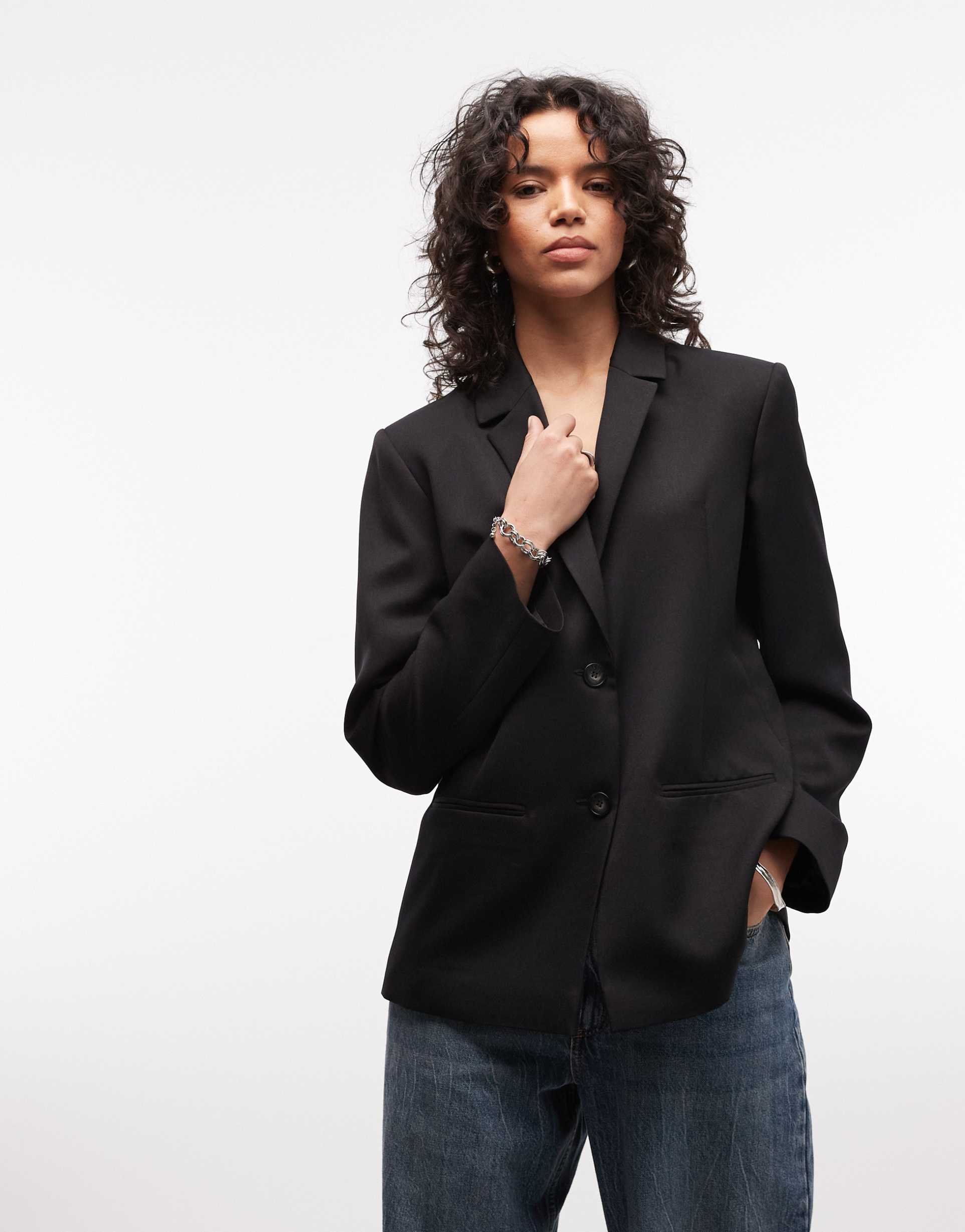 collusion tailored oversized blazer in black
