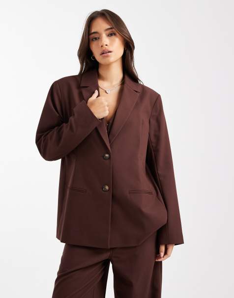 COLLUSION tailored oversized blazer in chocolate