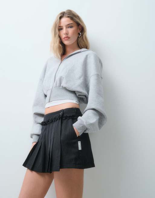 COLLUSION tailored pinstripe skort in black, 2 of 5