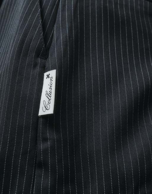 COLLUSION tailored pinstripe skort in black, 3 of 5