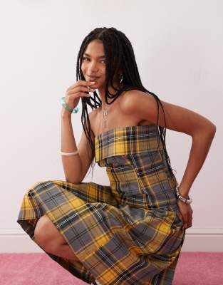 Collusion Tailored Plaid Bandeau Top