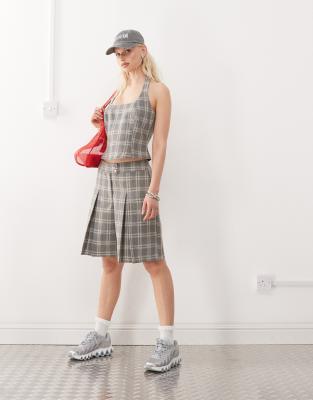 COLLUSION tailored plaid culottes in multi - part of a set - view 1