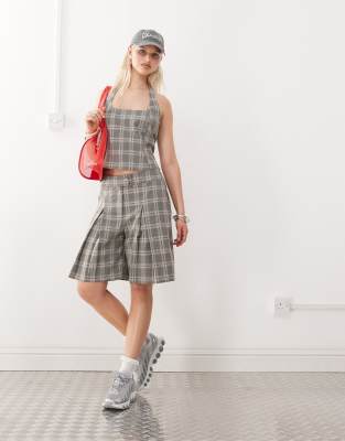 Collusion Tailored Plaid Halter Top