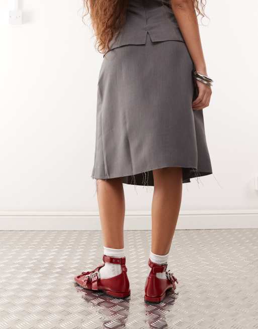 COLLUSION tailored pleated kilt in grey (part of a set), 5 of 5