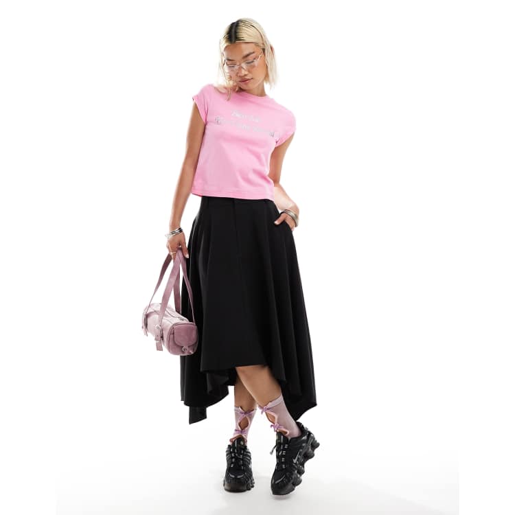 Black midi circle skirt best sale