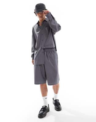 tailored shorts in charcoal - part of a set-Gray