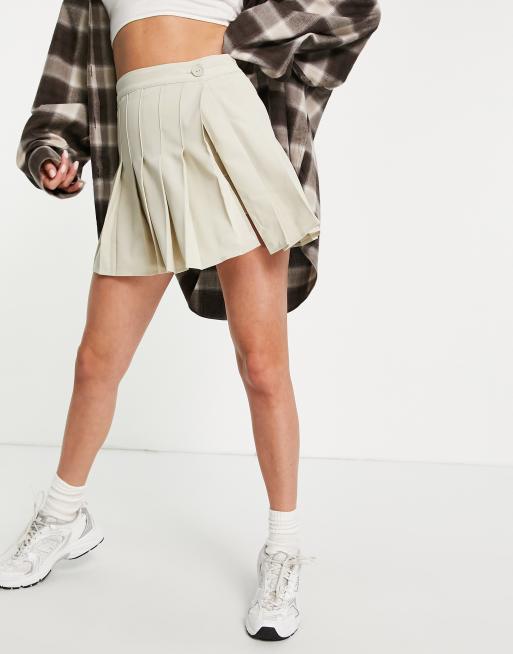 COLLUSION oversized blazer & tailored skort in stone - matching set