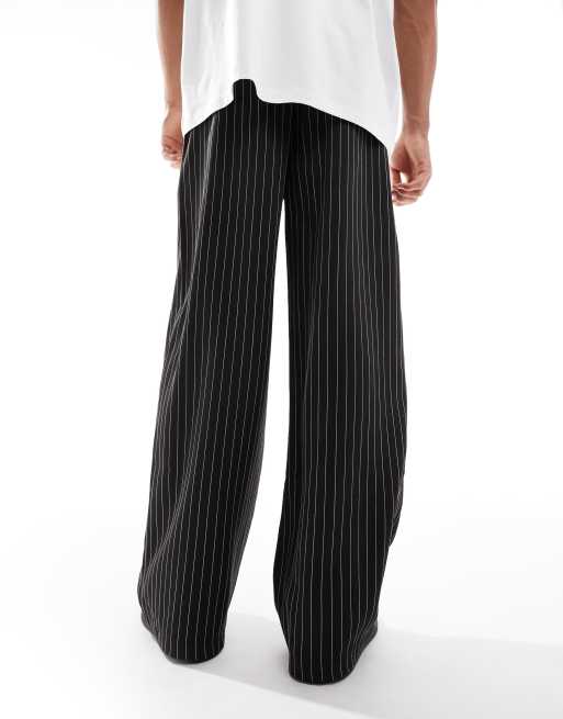 COLLUSION tailored striped sweatpants in black