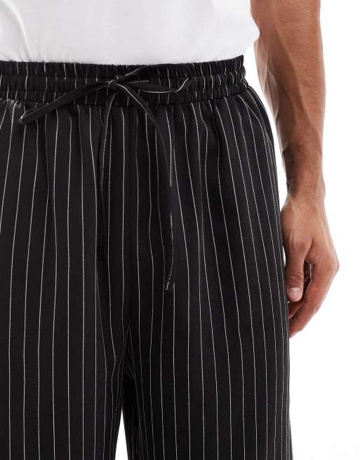COLLUSION tailored striped sweatpants in black