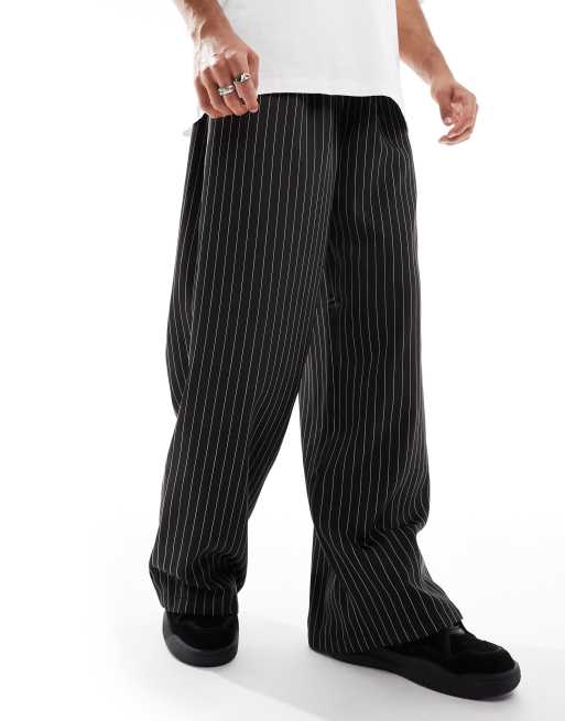 COLLUSION tailored striped sweatpants in black