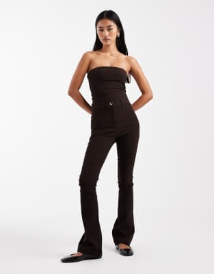 Collusion COLLUSION tailored trouser in dark chocolate-Black