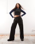 [Collusion] COLLUSION tailored wide leg pants in black 4 BLACK