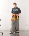 [Collusion] COLLUSION tailored wide leg pants in check print-Multi W26 CHECK
