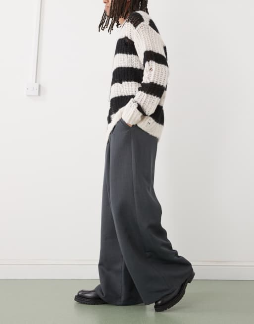 COLLUSION tailored wide leg pants in gray, 3 of 5