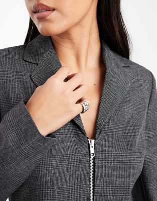 Collusion Tailored Zip Blazer In Gray