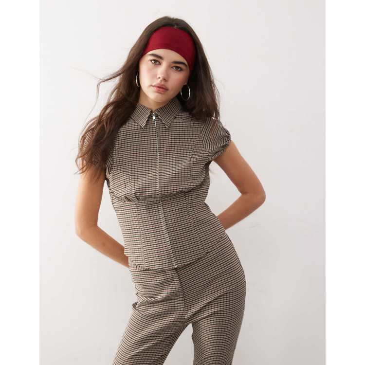COLLUSION tailored zip front check shirt co-ord in multi | ASOS