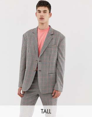COLLUSION Tall oversized suit jacket in brown check Brown