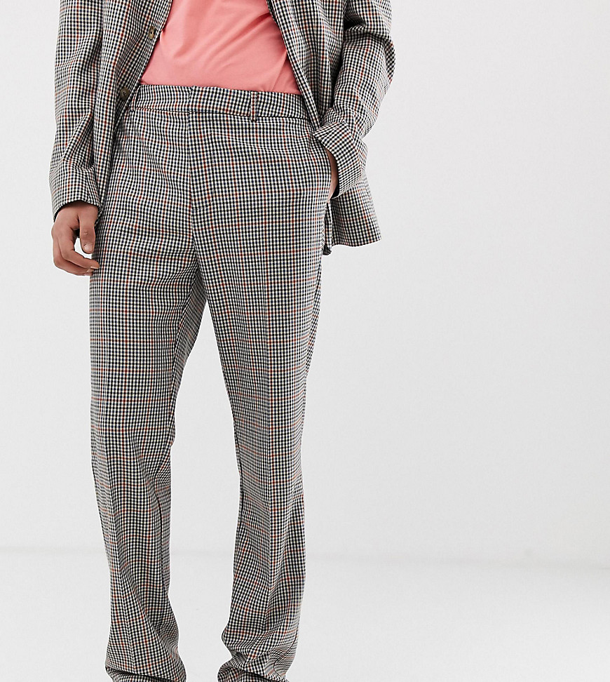 COLLUSION Tall suit trouser in brown check