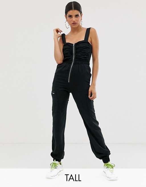 COLLUSION Tall utility ruched cuffed jumpsuit