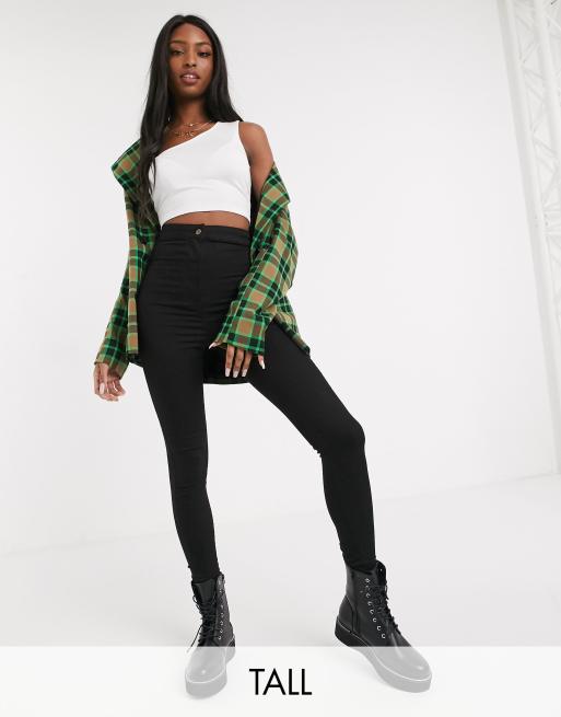 COLLUSION Tall – x002 – Extrem enge Jeans mit hohe Taille in reinem Schwarz