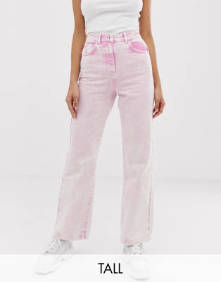 pink straight leg jeans