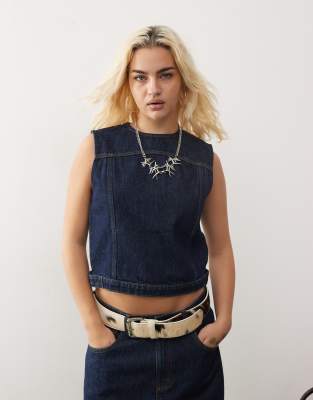 tank top in raw denim - part of a set-Black