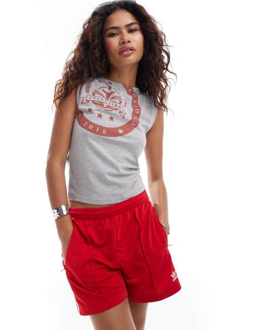 COLLUSION - Tanktop met varsity-print in gemêleerd grijs
