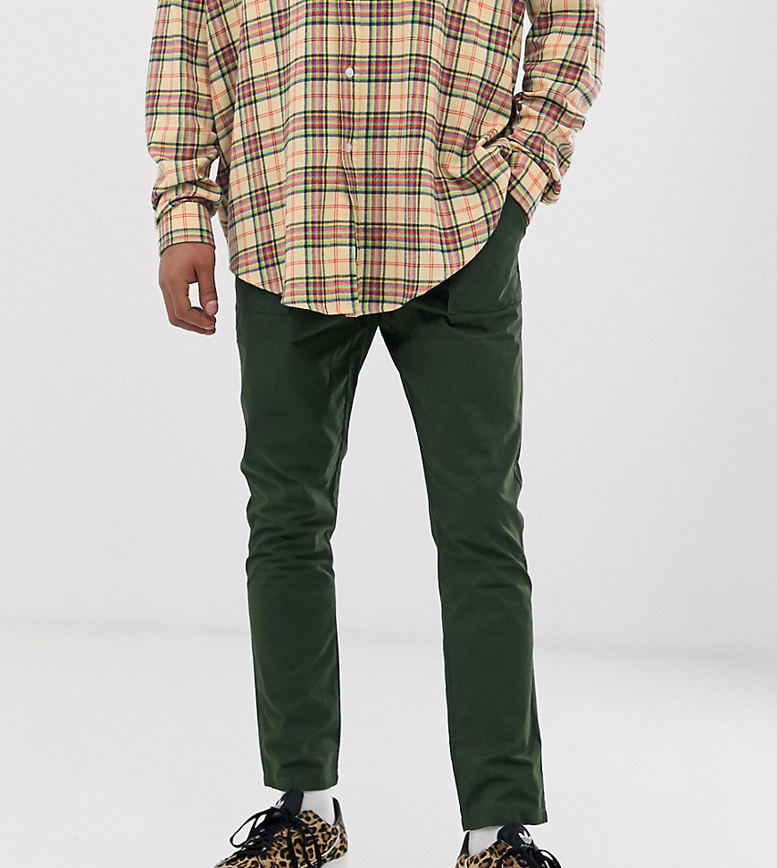 COLLUSION tapered chino in khaki-Green