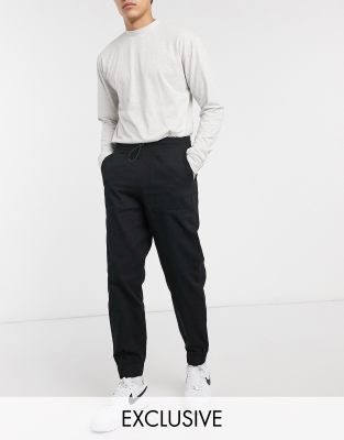 COLLUSION tapered woven jogger in black