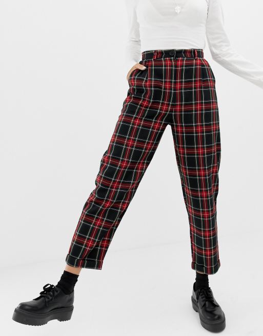 Tartan check hot sale trousers womens