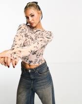 Topshop washed button through crop cardi in denim | ASOS