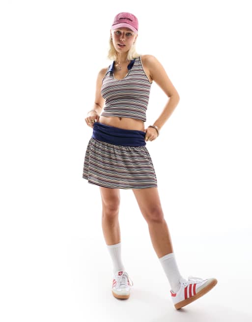 COLLUSION tennis baby polo top in stripe (part of a set)