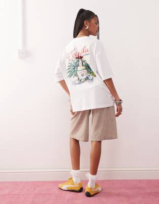 collusion tequila print graphic t-shirt in white