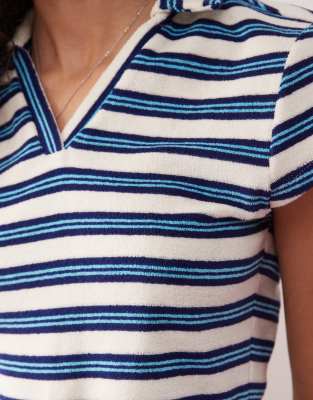 Collusion Terrycloth Striped Polo Top