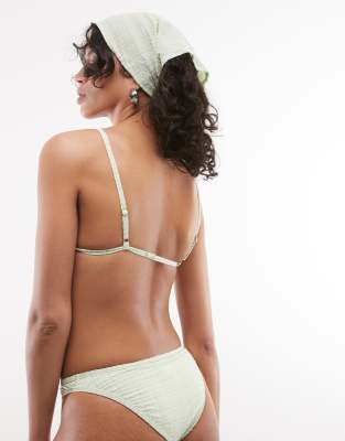 Collusion Textured Check Triangle Bikini Top In White