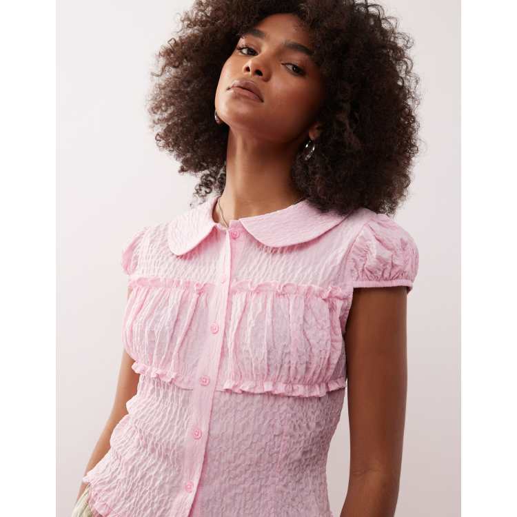 COLLUSION textured fitted shirt in baby pink | ASOS
