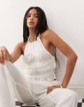 [Collusion] COLLUSION textured halter neck backless top in ecru (part of a set)-White 10 Ecru
