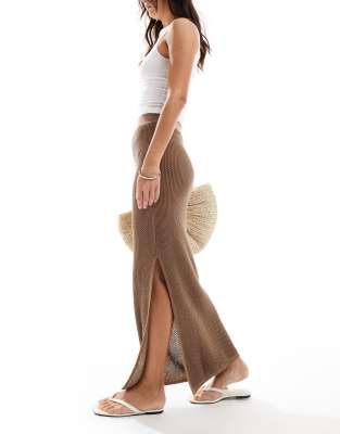 COLLUSION textured knitted maxi skirt in taupe | ASOS