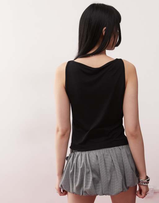 COLLUSION textured slash neck singlet in black | ASOS