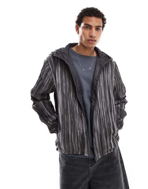 COLLUSION textured windbreaker jacket in grey - view 1