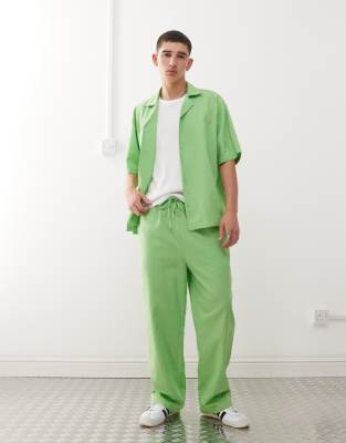 [Collusion] COLLUSION textured woven pants in light green-Blue S GREEN