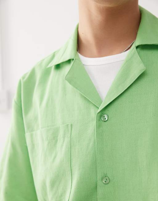 COLLUSION textured woven shirt in green, 2 of 4