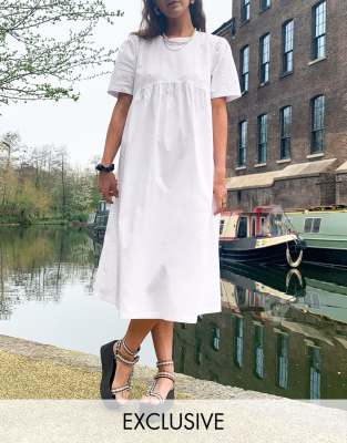 midi white smock dress