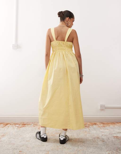 COLLUSION tie detail maxi dress in buttermilk yellow