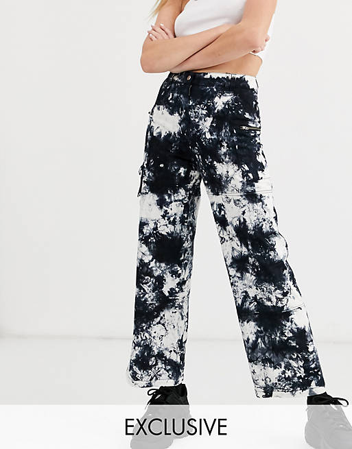 COLLUSION tie dye cargo trousers with pocket