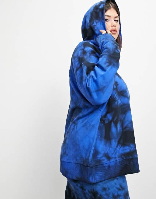 blue tie dye oversized hoodie