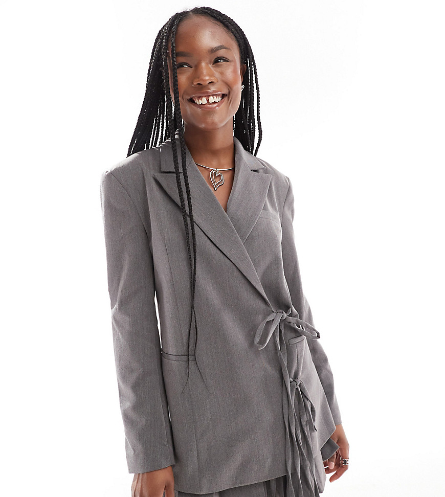 Collusion Tie Front Blazer In Gray - Part Of A Set