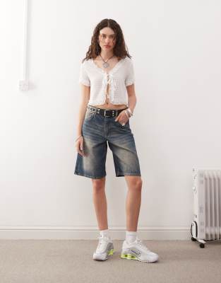 Collusion Tie Front Frill Top