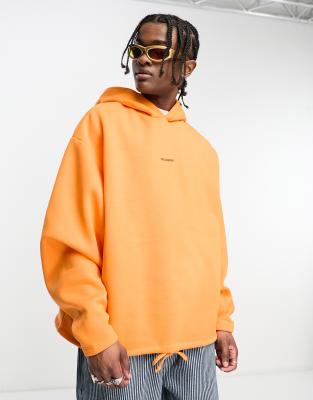 COLLUSION tie hem hoodie in bright orange